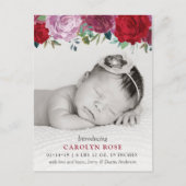 Faire-part de naissance photo Fleurs romantiques e (Devant)