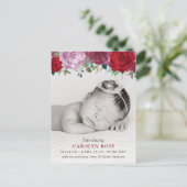 Faire-part de naissance photo Fleurs romantiques e (Debout devant)