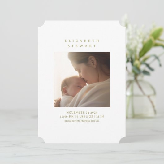Faire-part de naissance photo Fleurs Vintage Simpl (Debout devant)