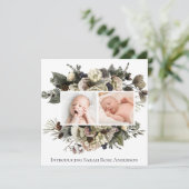 Faire-part de naissance photo florale (Debout devant)