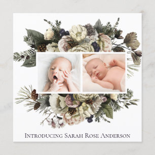 Faire-part de naissance photo florale
