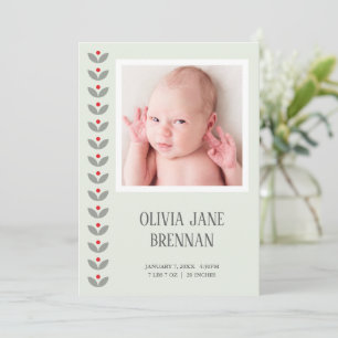 Faire-part de naissance photo florale folklorique