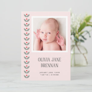 Faire-part de naissance photo florale folklorique