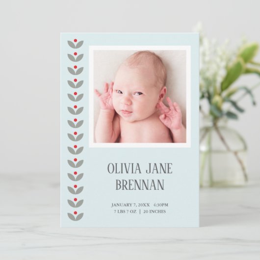 Faire-part de naissance photo florale folklorique (Debout devant)