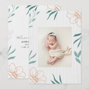 Faire-part de naissance photo florale moderne