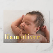 Faire-part de naissance photo FOIL de grand nom mo (Recto)