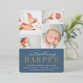 Faire-part de naissance photo Foil Introduction cl (Debout devant)