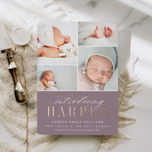 Faire-part de naissance photo Foil Introduction cl