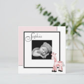 Faire-part de naissance photo Girls Pink Giraffe (Debout devant)