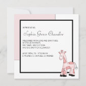 Faire-part de naissance photo Girls Pink Giraffe (Dos)