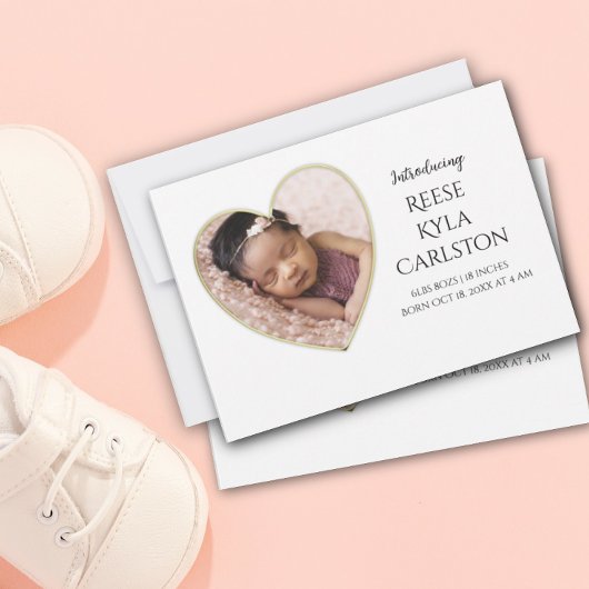 Faire-part de naissance photo Gold Edge Heart Fram