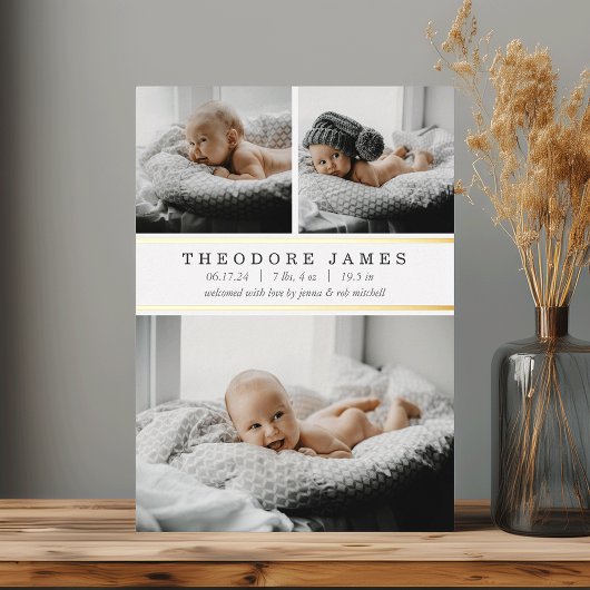 Faire-part de naissance photo Gold Foil 3