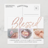 faire-part de naissance photo Gold Foil Rose "béni (Devant / Derrière)