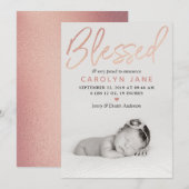 faire-part de naissance photo Gold Foil Rose "béni (Devant / Derrière)