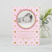 Faire-part de naissance photo Gold Hearts (Debout devant)