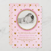 Faire-part de naissance photo Gold Hearts (Devant / Derrière)