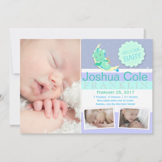 Faire-part de naissance photo GreenDragon (Devant)