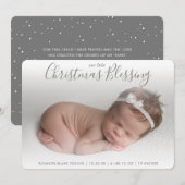 Faire-part de naissance photo gris élégant Noël (Devant / Derrière)