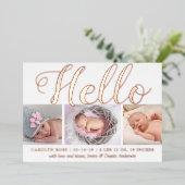 faire-part de naissance photo "Hello" Real Foil 3 (Debout devant)