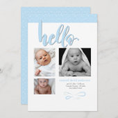 Faire-part de naissance photo Hello tendance (Devant / Derrière)
