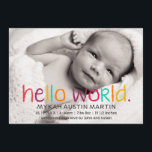 Faire-part de naissance photo Hello World<br><div class="desc">Laissez votre petit dire "bonjour" à vos amis et votre famille avec cette faire-part de naissance simple mais élégante. Ajoutez simplement votre propre photo et vos détails.</div>