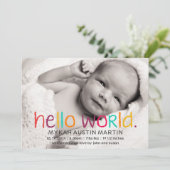 Faire-part de naissance photo Hello World (Debout devant)