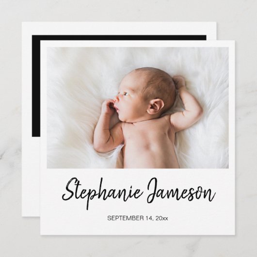 Faire-part de naissance photo instantané 2 (Devant / Derrière)