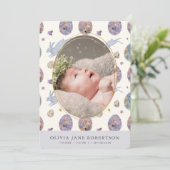 Faire-part de naissance photo lapin et fille d'oeu (Debout devant)