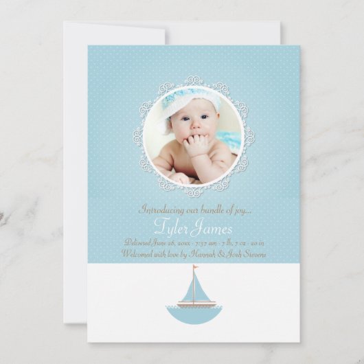 Faire-part de naissance photo Lil'Sailor (Devant)