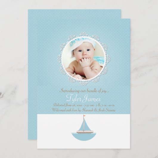 Faire-part de naissance photo Lil'Sailor (Devant / Derrière)