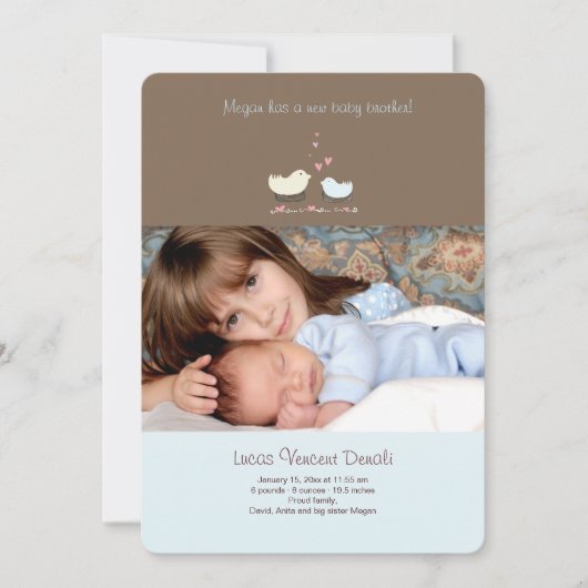 Faire-part de naissance photo Little Brother (Devant)