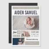 Faire-part de naissance photo magnétique de Little (Devant / Derrière)