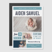 Faire-part de naissance photo magnétique de Little (Devant / Derrière)