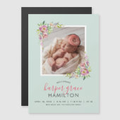 Faire-part de naissance photo magnétique du jardin (Devant / Derrière)