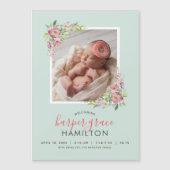 Faire-part de naissance photo magnétique du jardin (Devant)