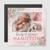 Faire-part de naissance photo magnétique du jardin (Devant / Derrière)