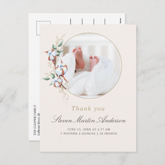 Faire-part de naissance photo Merci bébé (Devant / Derrière)