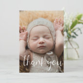 Faire-part de naissance photo Merci moderne simple (Debout devant)