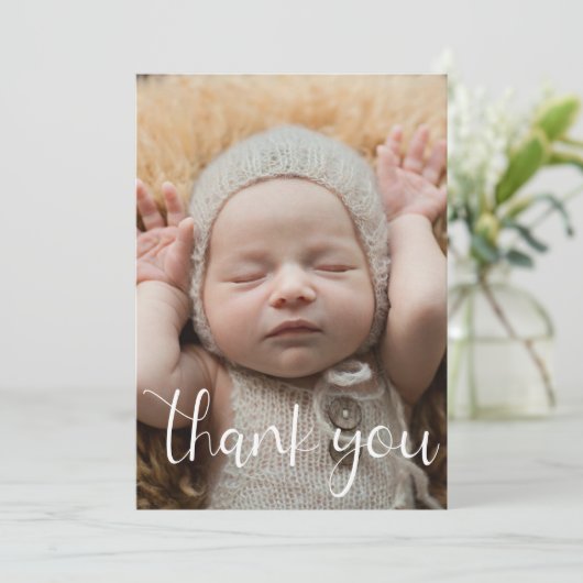 Faire-part de naissance photo Merci moderne simple (Debout devant)