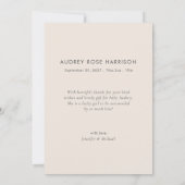 Faire-part de naissance photo Merci moderne simple (Dos)