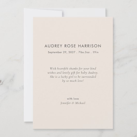 Faire-part de naissance photo Merci moderne simple (Dos)