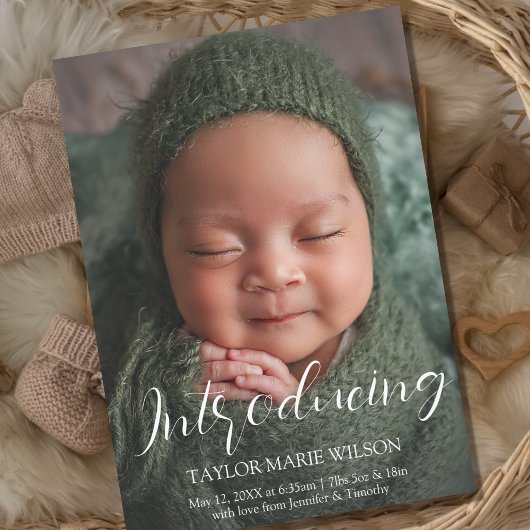 Faire-part de naissance photo minimal pour bébé mo