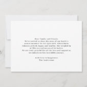 Faire-part de naissance photo minimal pour bébé mo (Dos)