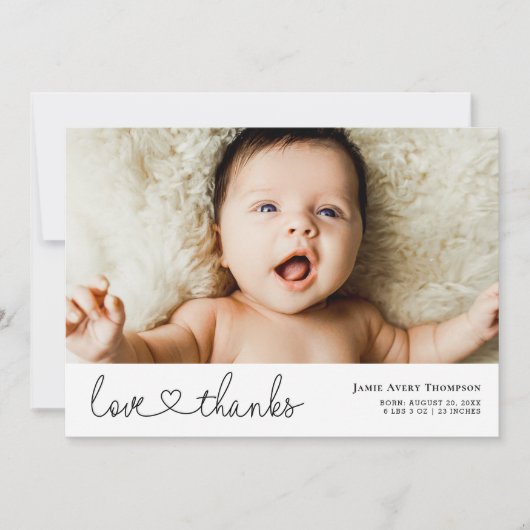 Faire-part de naissance photo minimaliste d'amour (Devant)