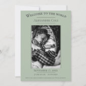 Faire-part de naissance photo minimaliste Sage Gre (Devant)