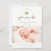 Faire-part de naissance photo minime de la feuille (Devant)