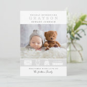 Faire-part de naissance Photo Moderne Avec Carte S (Debout devant)