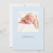 Faire-part de naissance photo moderne | Bleu Paste (Dos)