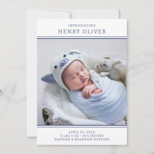Faire-part de naissance photo moderne Boy Blue (Devant)