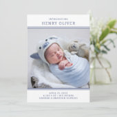 Faire-part de naissance photo moderne Boy Blue (Debout devant)